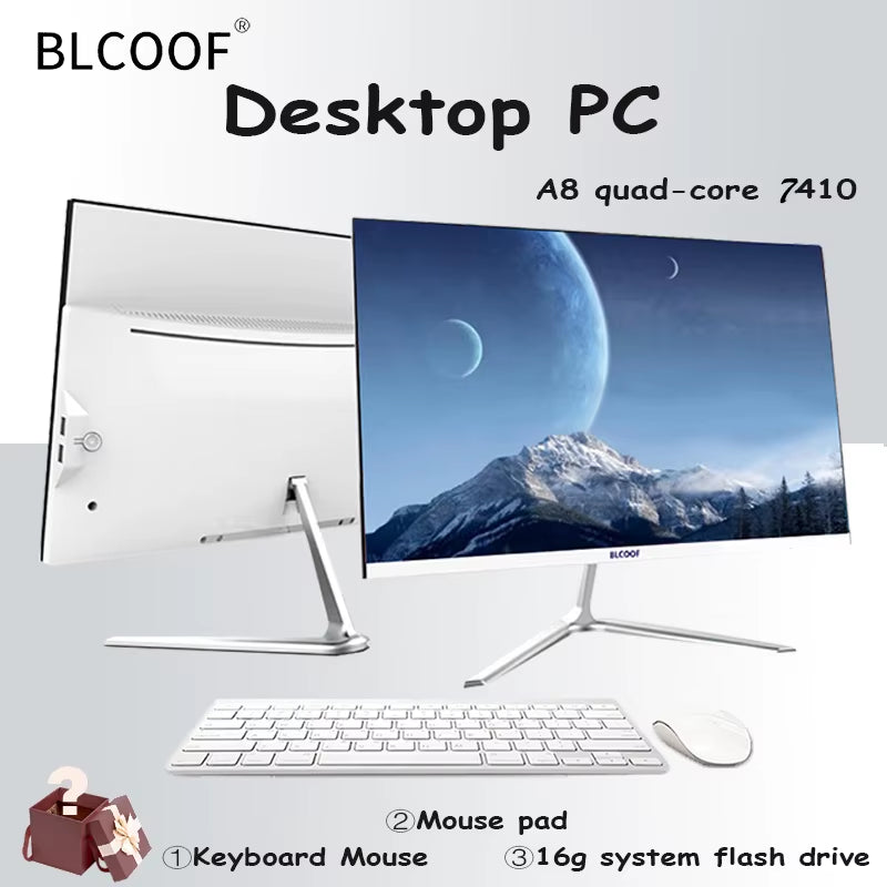 22 Inch All-In-One Desktop A8 -7410 AMD All in One Computer Full Set Gaming PC DDR3 512GB SSD PC All in One