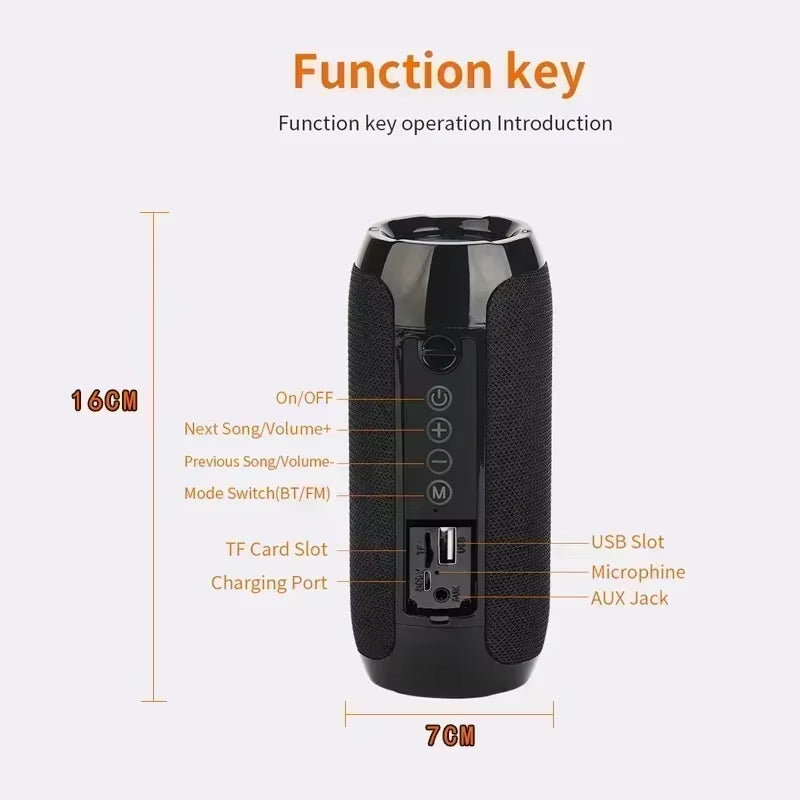 Portable Speaker Wireless Bluetooth-Compatible Subwoofer Outdoor Waterproof Loudspeaker Stereo Surround Support FM Radiotf
