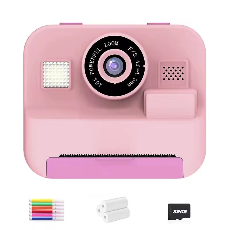 Children'S Mini Digital Video Camera with Thermal Printing & Multiple Image Stabilization, 32GB Card Included