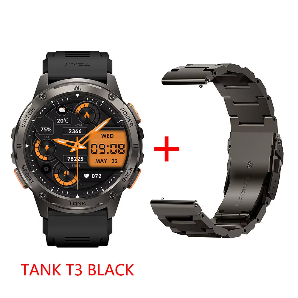 2025 TANK T3 Smart Watch for Men 500Mah Battery Smartwatch Women Digital Fitness Watches AMOLED AI Voice AOD Bluetooth