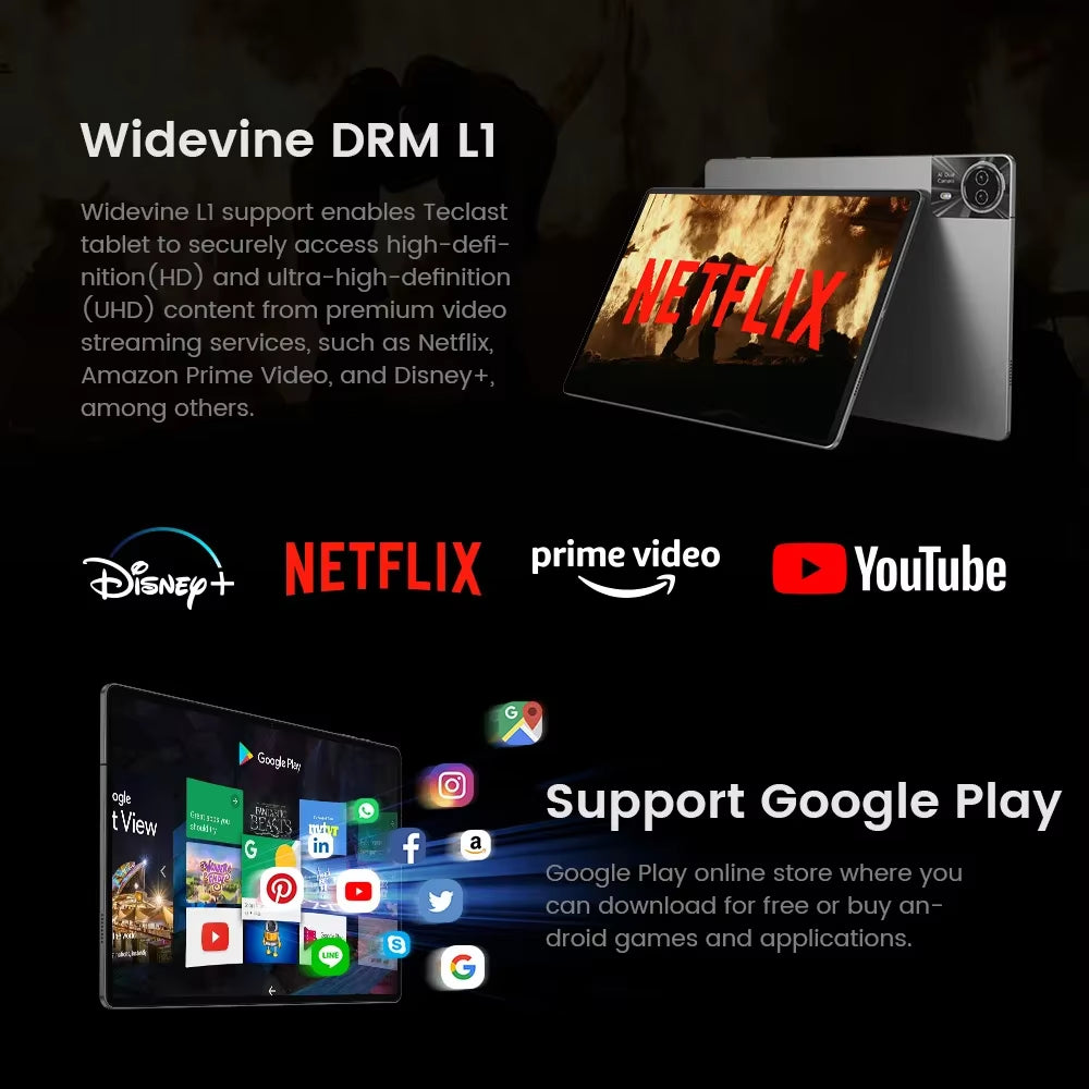 【New】 T50 plus Android 14 Tablet 11" 2K 90Hz High Refresh 6GB +256GB UNISOC T620 8000Mah Battery 8MP+13MP Camera 4G Tab