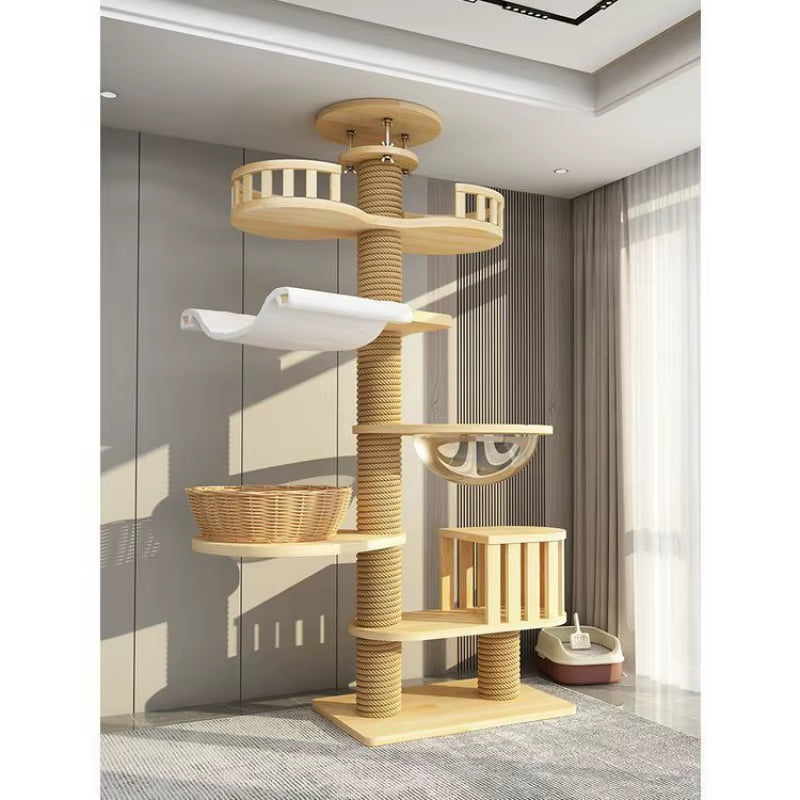 Large Multifunctional Sisal Post Multi-Story Cat Tree House Tower Cat Scratching Board Castle for Cats Pet Climbing Toy