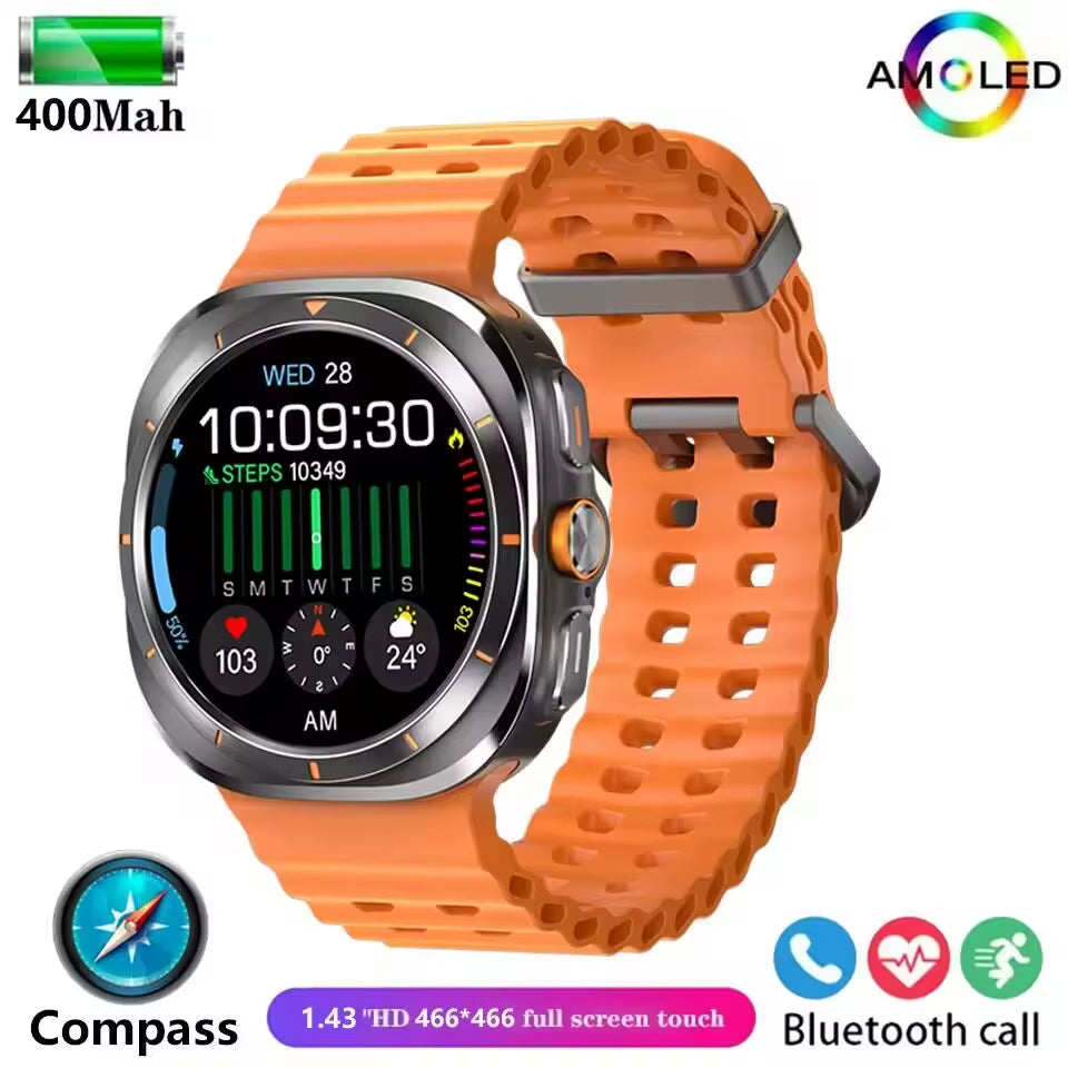 GPS New Watch 7 Ultra 47Mm Smart Watch IP68 Waterproof Bluetooth Call Compass Smartwatch for Men Women 1.43" AMOLED Screen Spo2