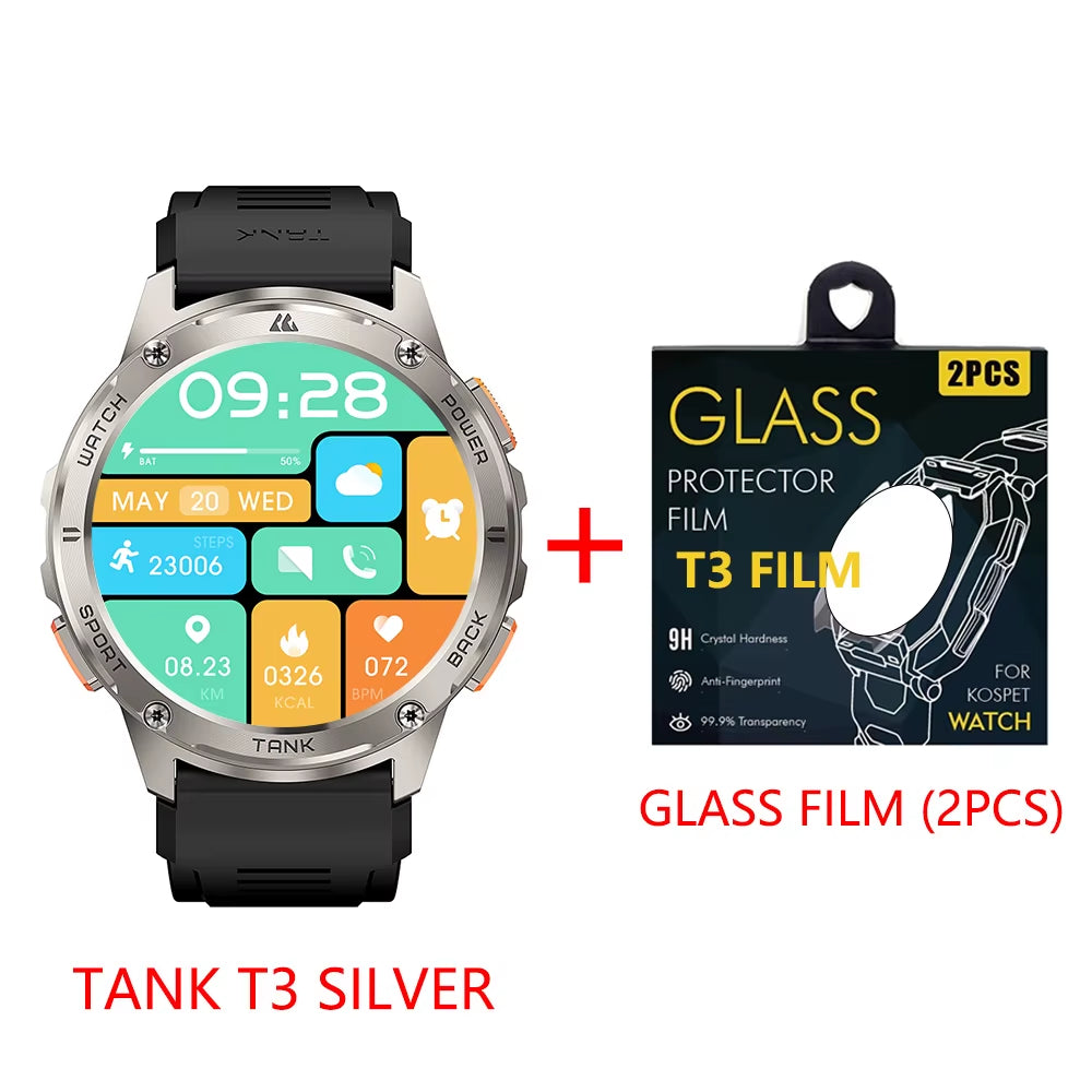 2025 TANK T3 Smart Watch for Men 500Mah Battery Smartwatch Women Digital Fitness Watches AMOLED AI Voice AOD Bluetooth