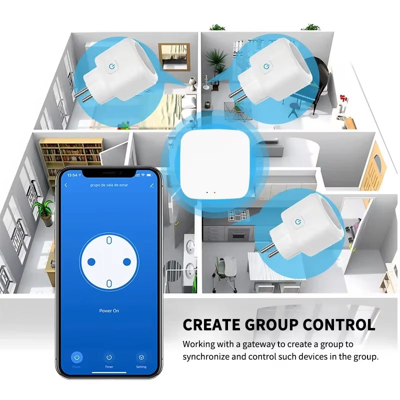 Xiaomi Smart Plug WiFi Socket EU 16A with Power Monitoring and Smart Life Scheduling, Compatible with Alexa and Google Home