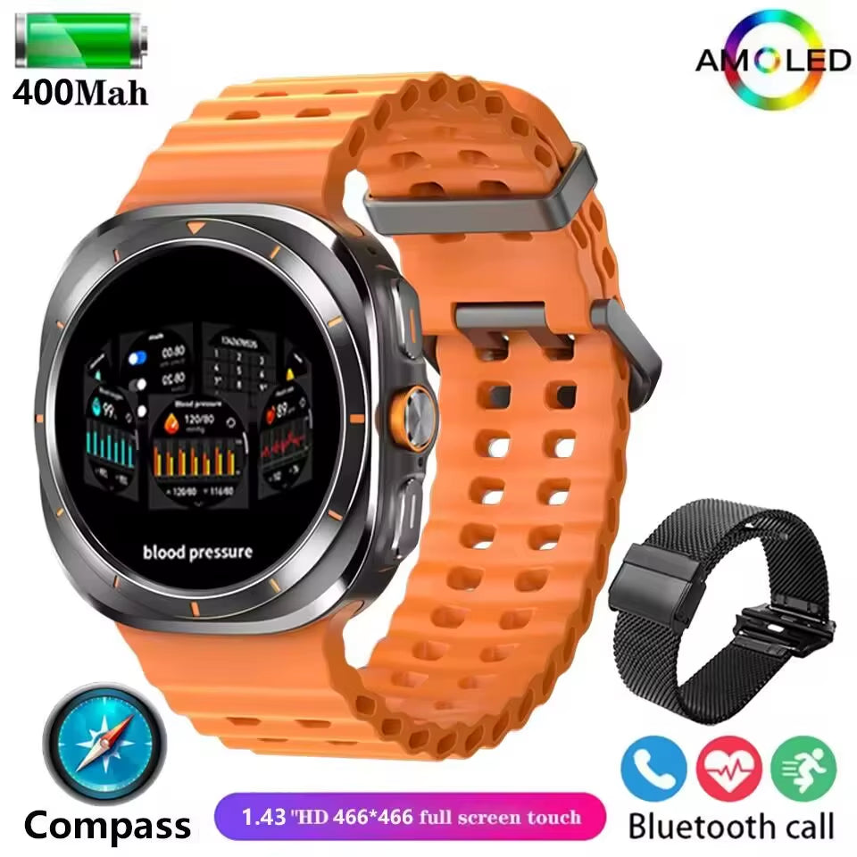 GPS New Watch 7 Ultra 47Mm Smart Watch IP68 Waterproof Bluetooth Call Compass Smartwatch for Men Women 1.43" AMOLED Screen Spo2