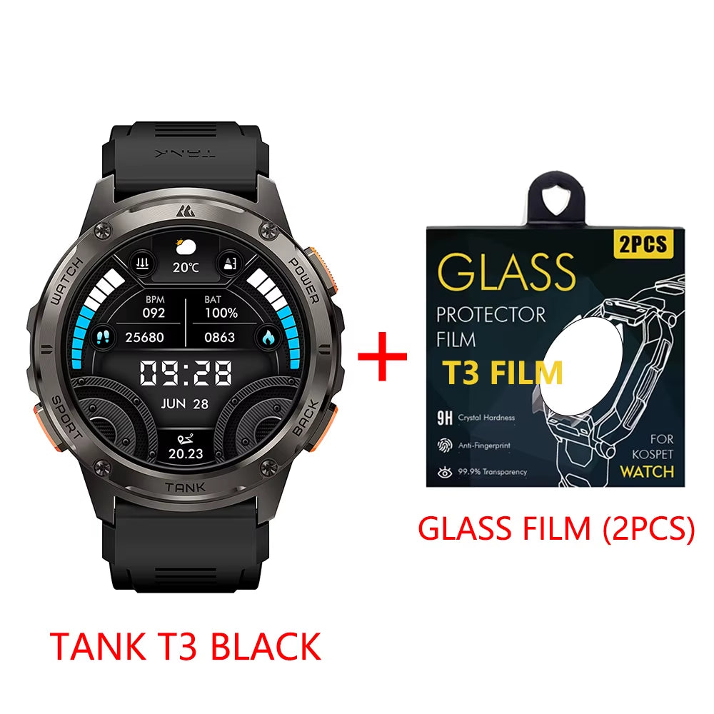 2025 TANK T3 Smart Watch for Men 500Mah Battery Smartwatch Women Digital Fitness Watches AMOLED AI Voice AOD Bluetooth