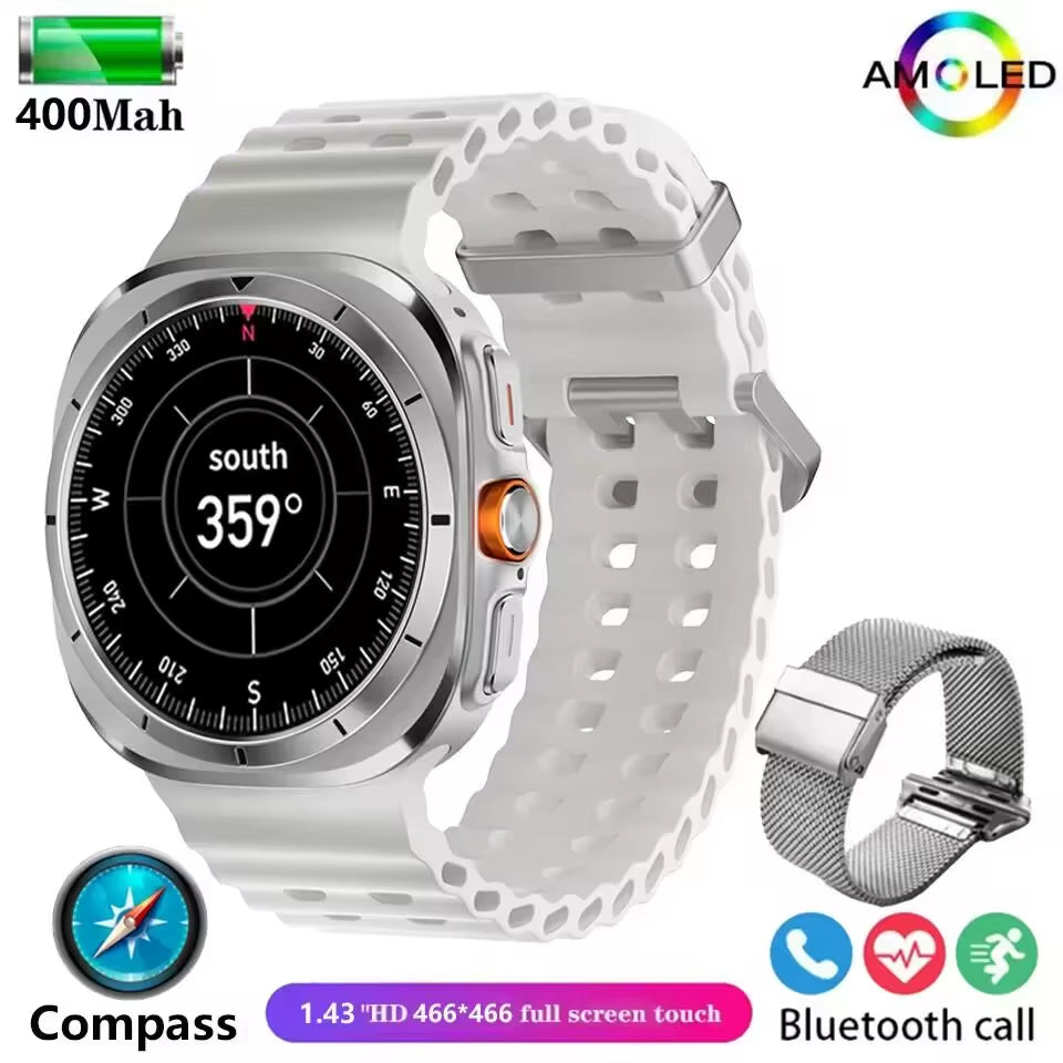 GPS New Watch 7 Ultra 47Mm Smart Watch IP68 Waterproof Bluetooth Call Compass Smartwatch for Men Women 1.43" AMOLED Screen Spo2