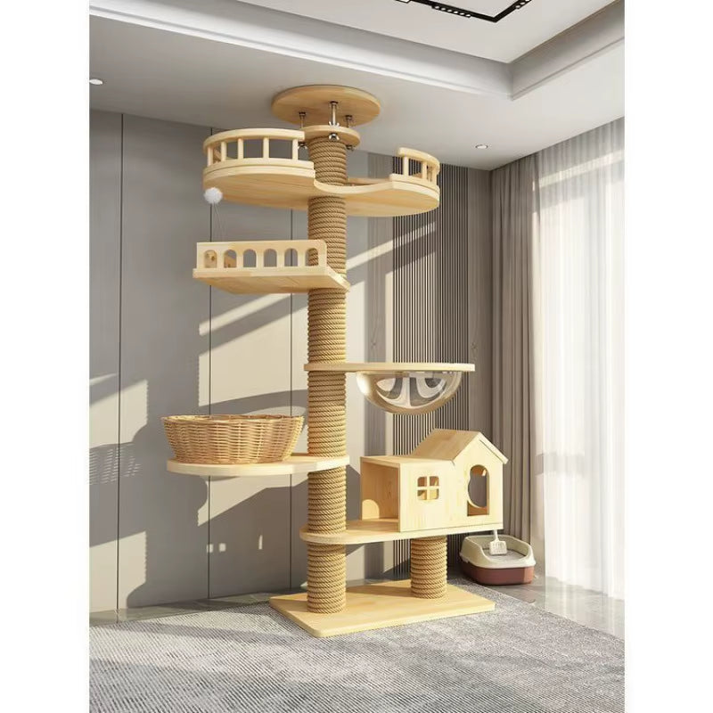 Large Multifunctional Sisal Post Multi-Story Cat Tree House Tower Cat Scratching Board Castle for Cats Pet Climbing Toy