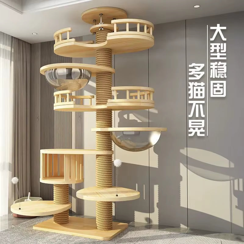 Large Multifunctional Sisal Post Multi-Story Cat Tree House Tower Cat Scratching Board Castle for Cats Pet Climbing Toy