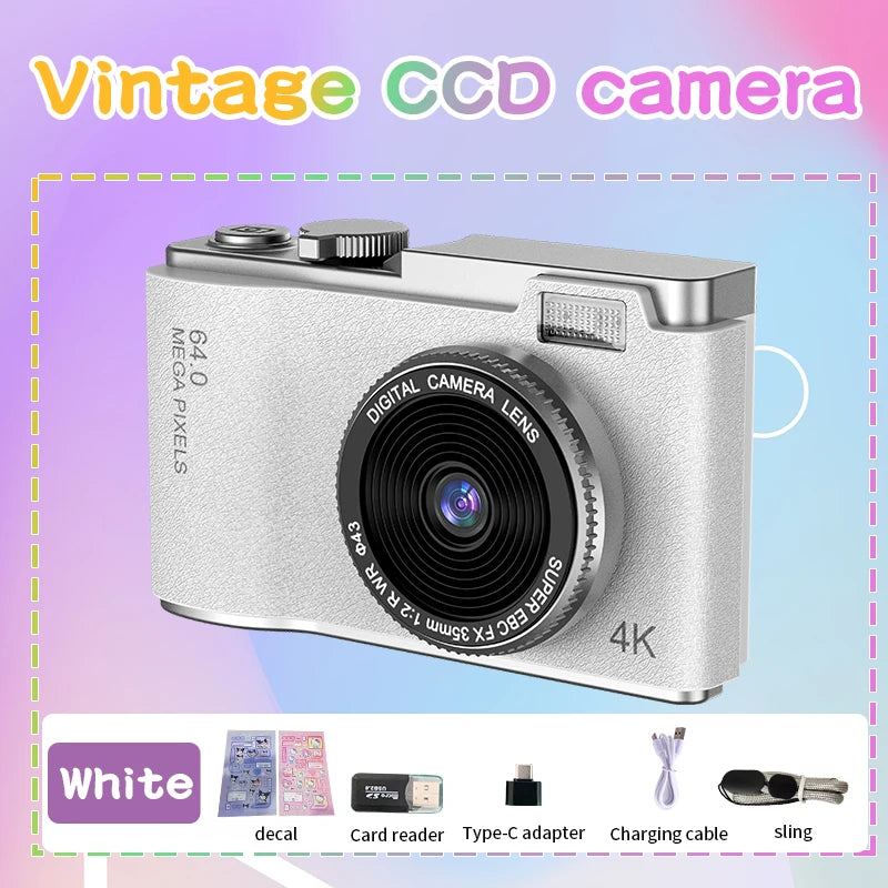 Digital Camera 4K 64MP Photography Camera Video Camcorder Rechargeable Cameras 2.4 Inch Screen Camcorder for Kid Adult Beginners