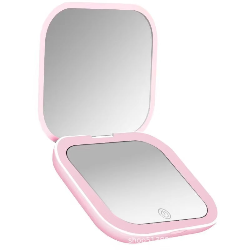 Mini Portable Folding Makeup Mirror Led Lights Magnifying Compact Pocket Travel Aesthetic Vanity Mirrors Make up Tools