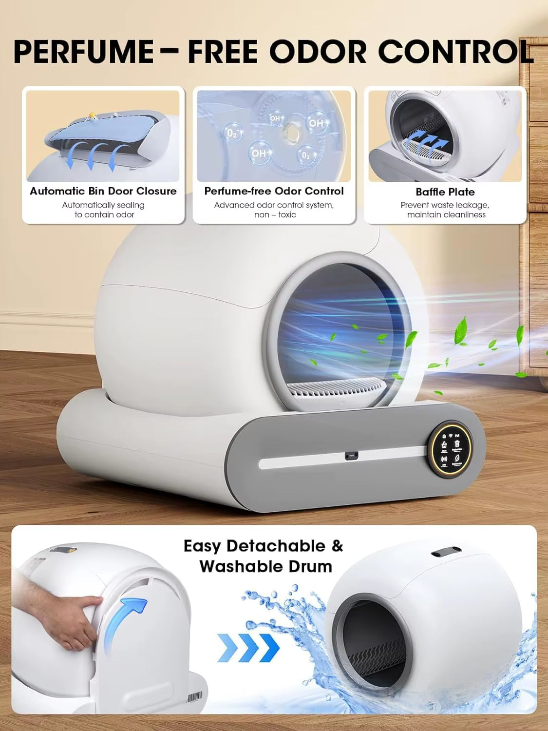 65L Automatic Smart Cat Litter Box Self Cleaning Fully Enclosed Cat Litter Box Pet Toilet Litter Tray