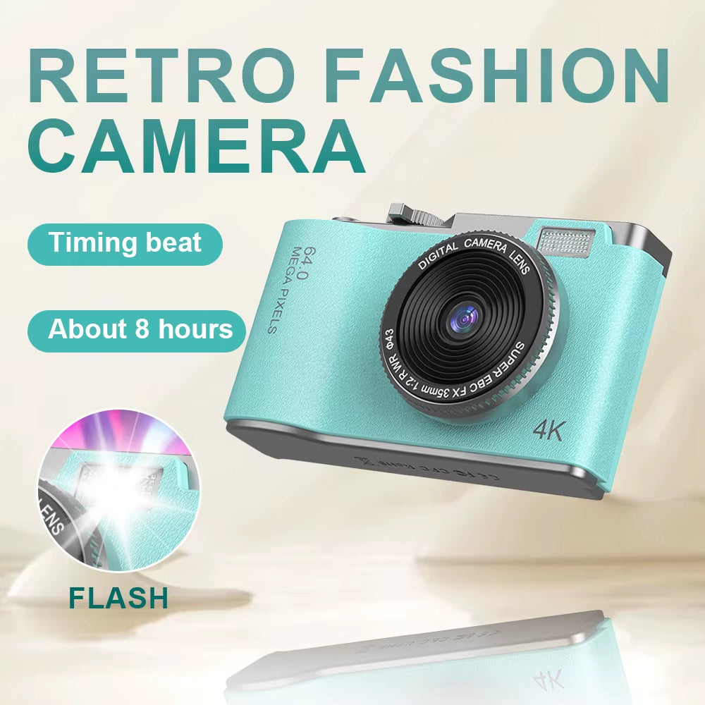 Digital Camera 4K 64MP Photography Camera Video Camcorder Rechargeable Cameras 2.4 Inch Screen Camcorder for Kid Adult Beginners