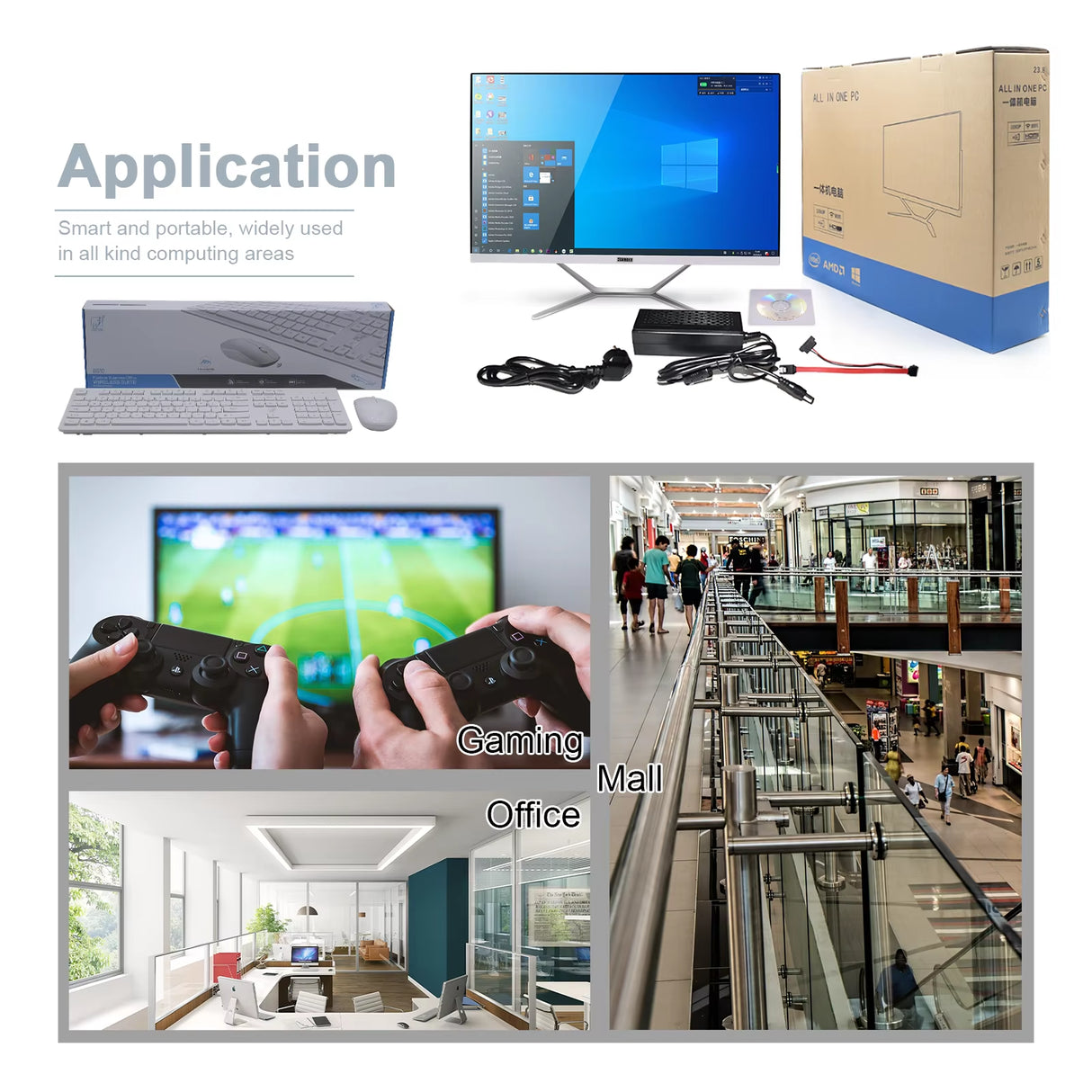 23.8 27 Inch White Desktop Computer PC Gaming All in One Intel 8 Core I7 10870H Monoblock NVIDIA GTX1650 4G GDDR5 for PC Gamer