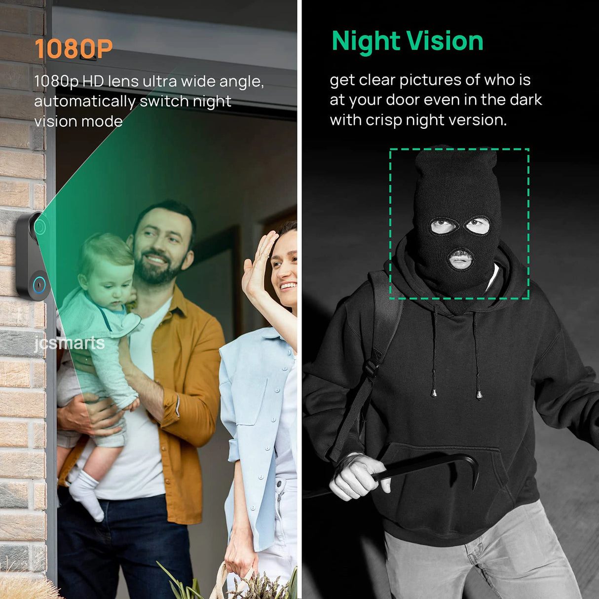 Wifi Tuya Smart Home Security Protection Doorbell Camera Outdoor Waterproof Night Vision 1080P HD Digital Visual Door Peephole