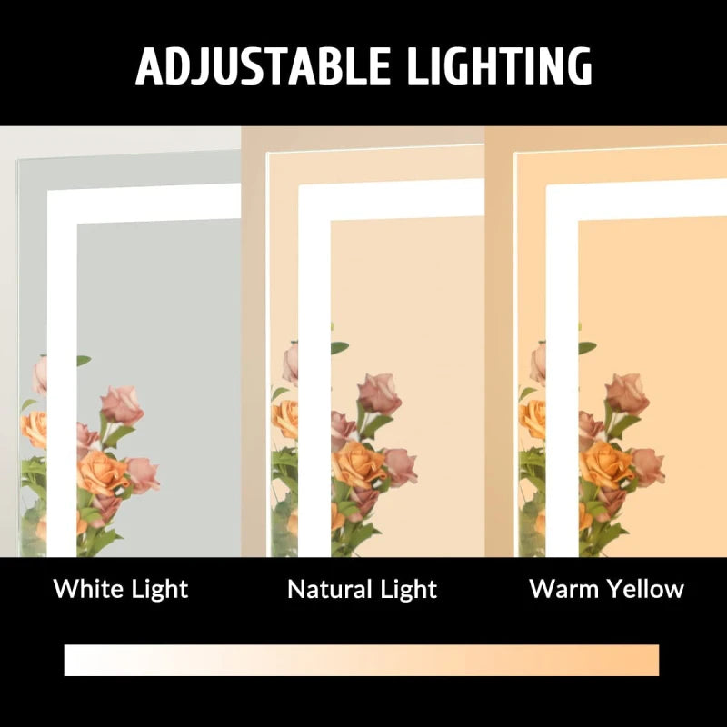 Cosmetic Makeup Mirror with Led Lights Lighted Vanity Tabletop Dimmable Multi-Color Travel Mirrors with 15X Spot Maganify Mirror