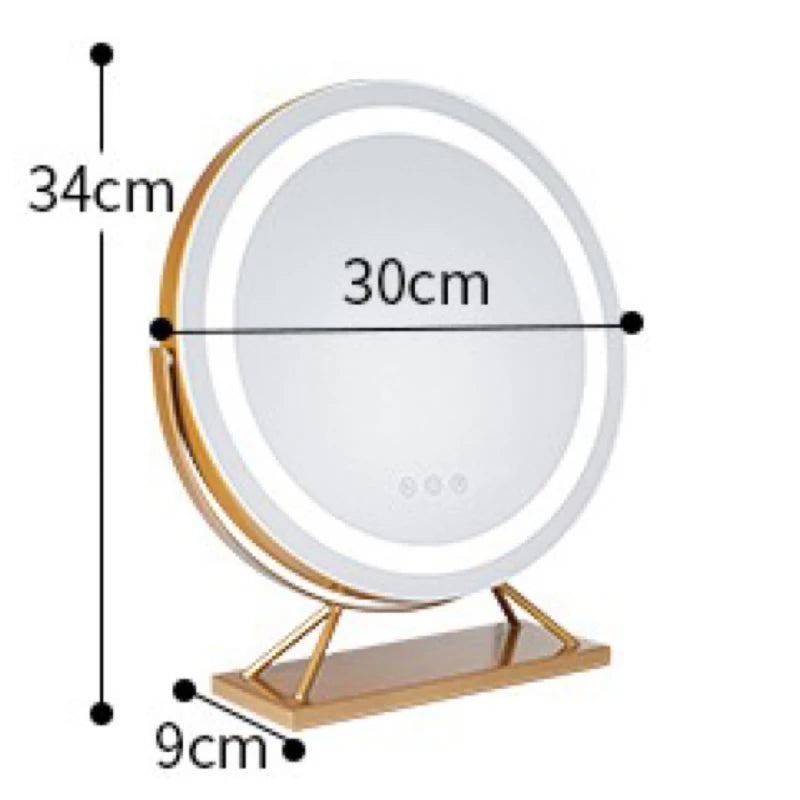 Cosmetic Makeup Mirror with Led Lights Lighted Vanity Tabletop Dimmable Multi-Color Travel Mirrors with 15X Spot Maganify Mirror