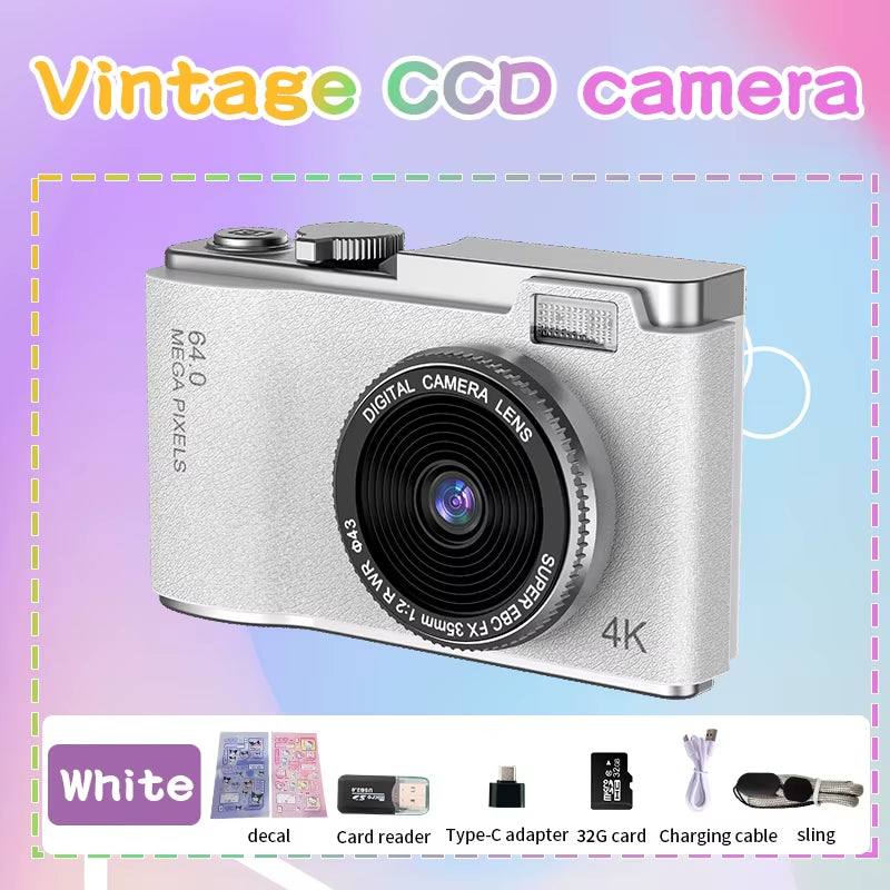 Digital Camera 4K 64MP Photography Camera Video Camcorder Rechargeable Cameras 2.4 Inch Screen Camcorder for Kid Adult Beginners