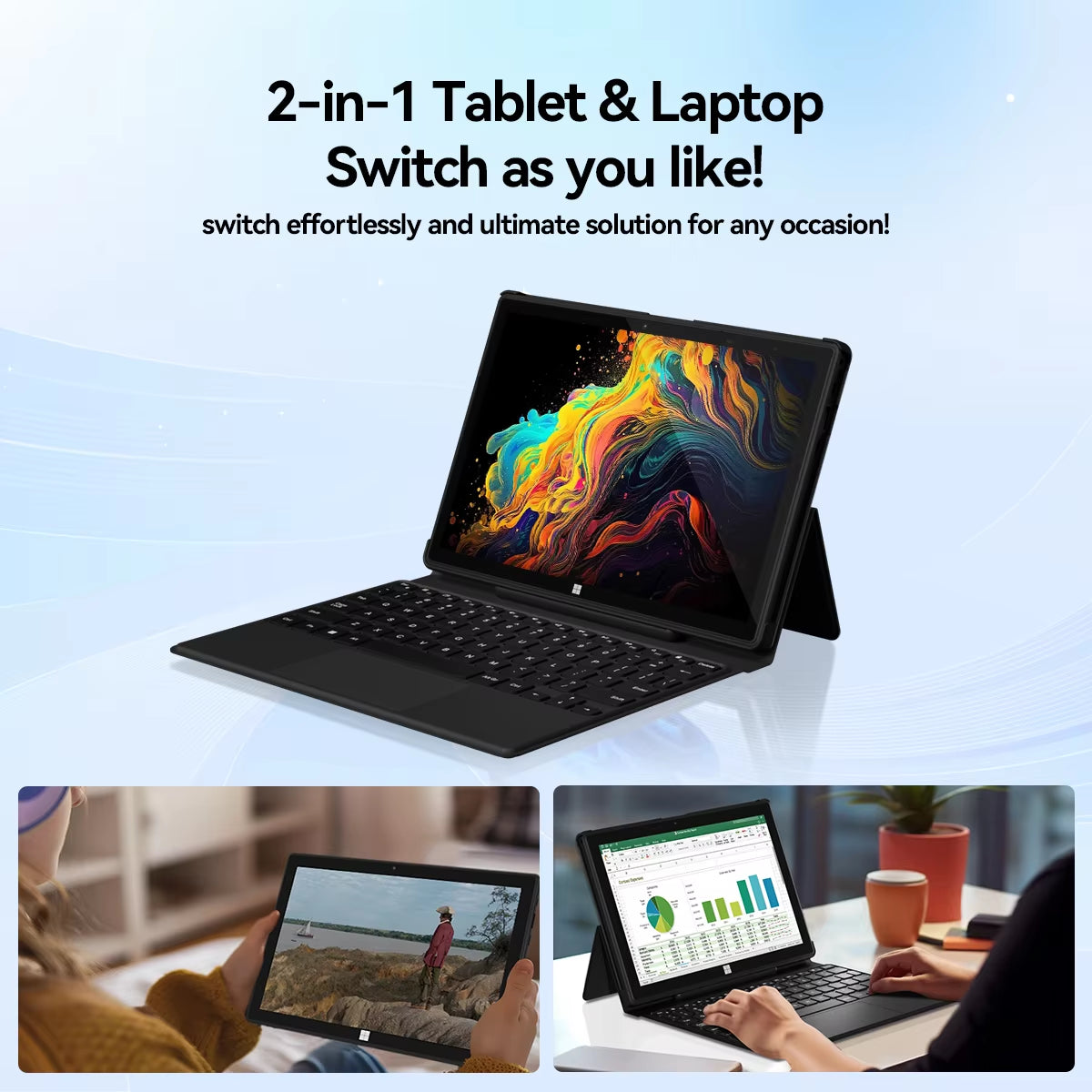 10 Inch Windows Tablet with Keyboard 8GB 128GB 4000Mah 2 in 1 PC Cheap Tablet Windows 11 Intel J4125 2.4G/5G Wifi