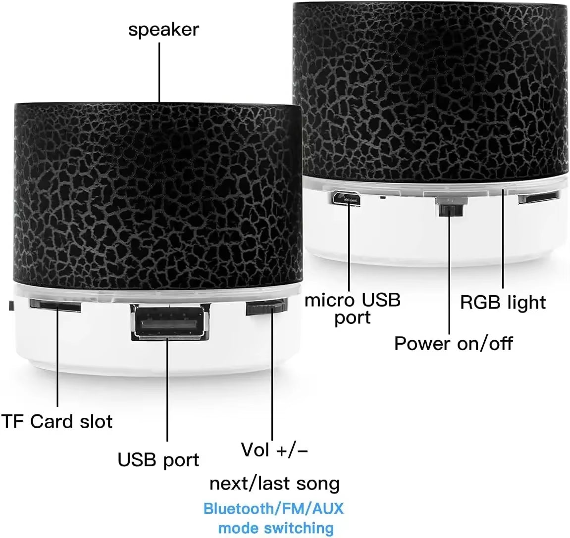 2024 Newest New Mini Crack Bluetooth Audio Portable Plug-In Subwoofer Sound Led Light Wireless Speaker Gift