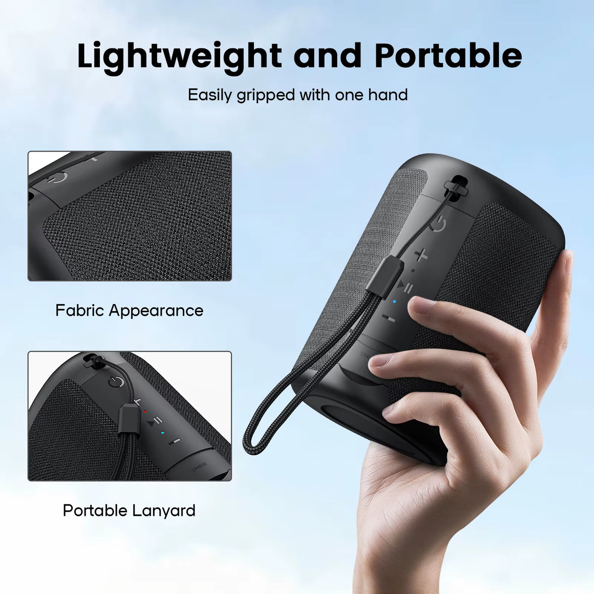 WISETIGER Mini Portable Outdoor Bluetooth Speaker Wireless Speaker BT5.3 TWS Connectivity Sound Box with LED Light