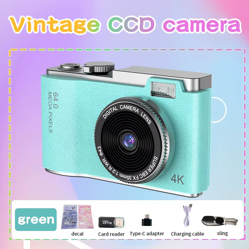 Digital Camera 4K 64MP Photography Camera Video Camcorder Rechargeable Cameras 2.4 Inch Screen Camcorder for Kid Adult Beginners