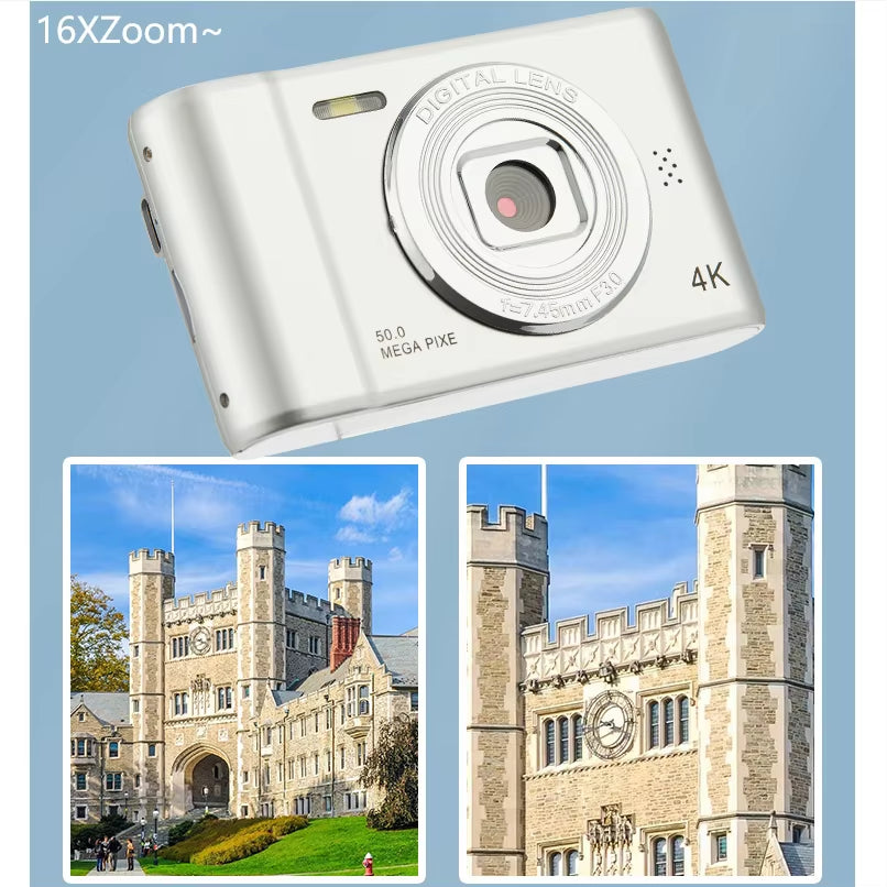 4K Digital Camera Travel Selfie Camara 50 Megapixels HD Zoom Photography 2.4Inch Screen Entry-Level Kids Campus Mini Retro Cam