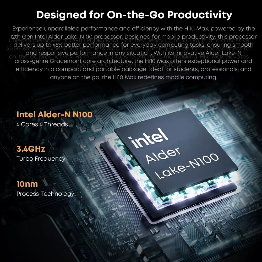 Hi10 Max Tablet 2 in 1 Tablet PC 12.96Inch 3K Display Core N100 Laptop 12GB RAM 512GB ROM Windows 11 Tablets 2.4G/5G Wifi