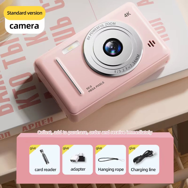 4K Digital Camera 5000W Pixel Retro CCD Portable Card Camera Entry-Level Camera Dual Camera Flash 50 Million Pixels Auto Focus