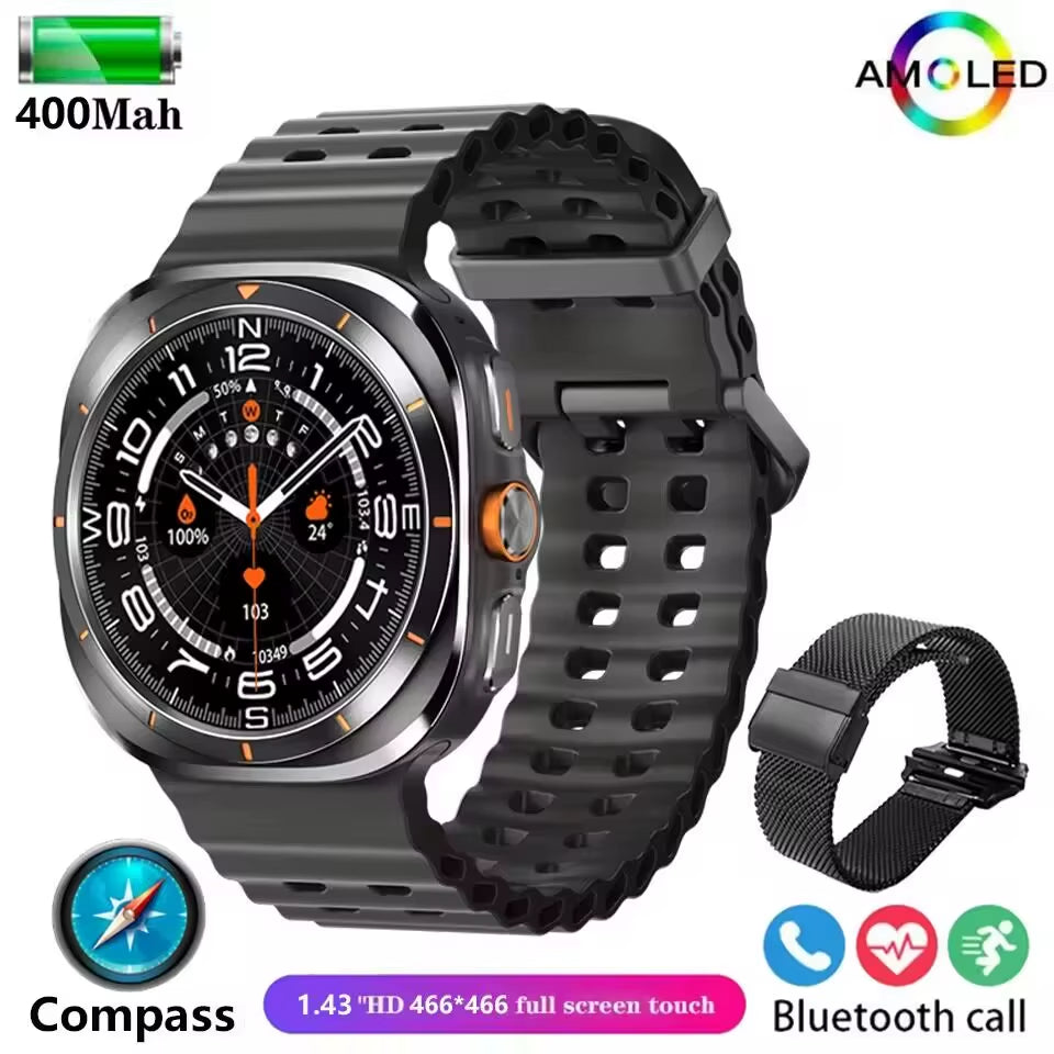 GPS New Watch 7 Ultra 47Mm Smart Watch IP68 Waterproof Bluetooth Call Compass Smartwatch for Men Women 1.43" AMOLED Screen Spo2