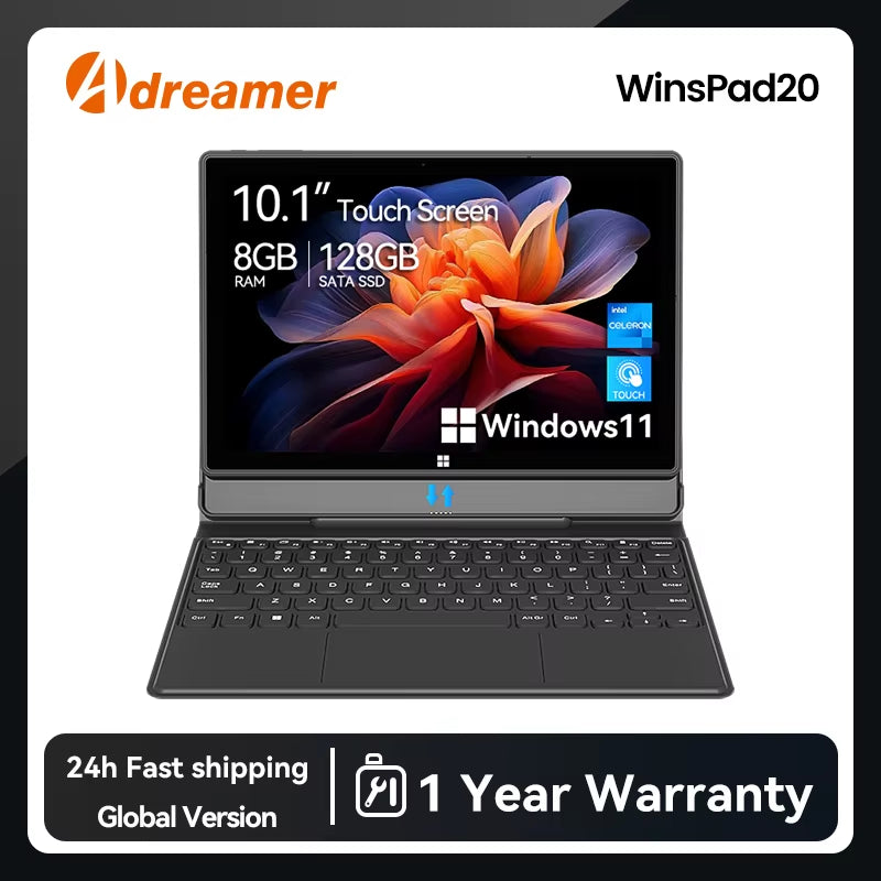 10 Inch Windows Tablet with Keyboard 8GB 128GB 4000Mah 2 in 1 PC Cheap Tablet Windows 11 Intel J4125 2.4G/5G Wifi