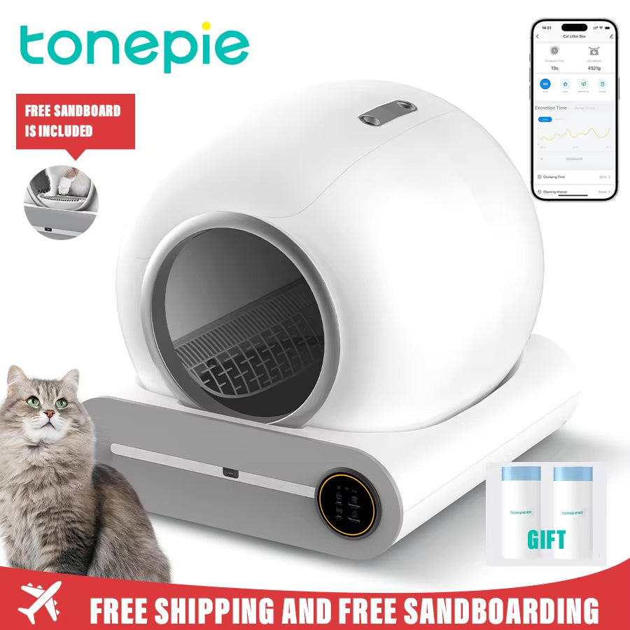 65L Automatic Smart Cat Litter Box Self Cleaning Fully Enclosed Cat Litter Box Pet Toilet Litter Tray