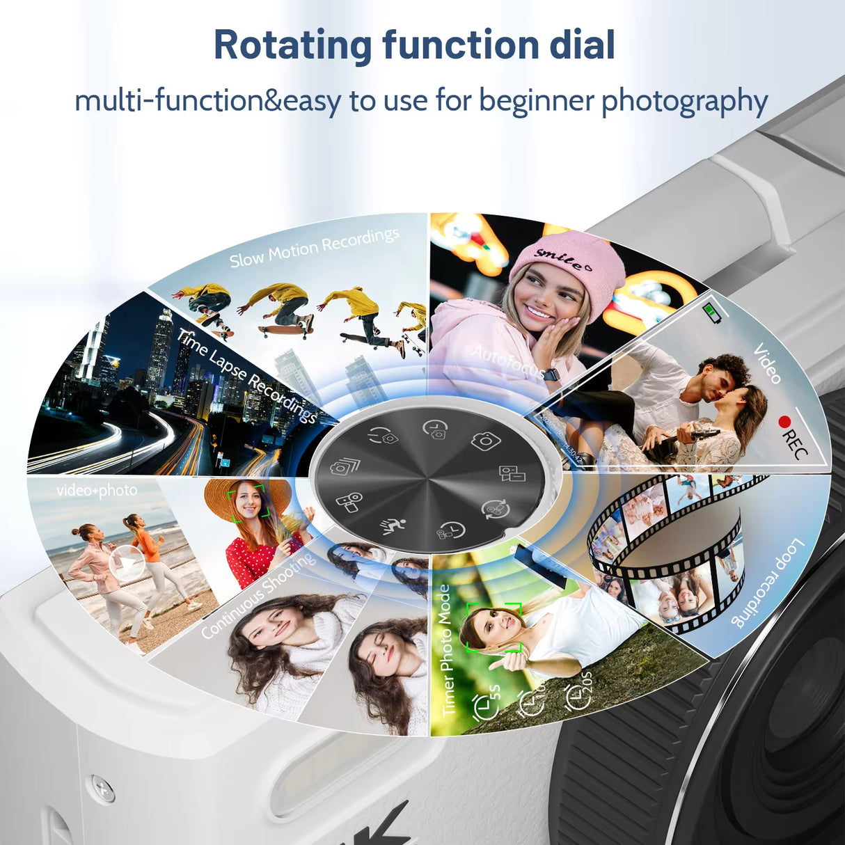 4K Digital Camera for Photography and 18X Digital Zoom Camera 64MP Compact Vlogging You Tube Camera 3'' Flip Screen with Flash