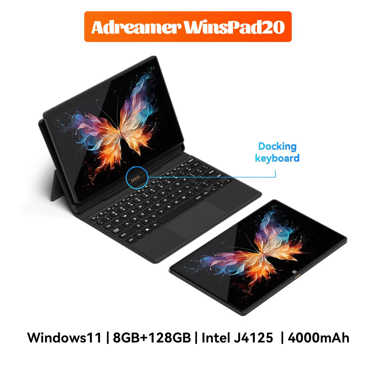 10 Inch Windows Tablet with Keyboard 8GB 128GB 4000Mah 2 in 1 PC Cheap Tablet Windows 11 Intel J4125 2.4G/5G Wifi