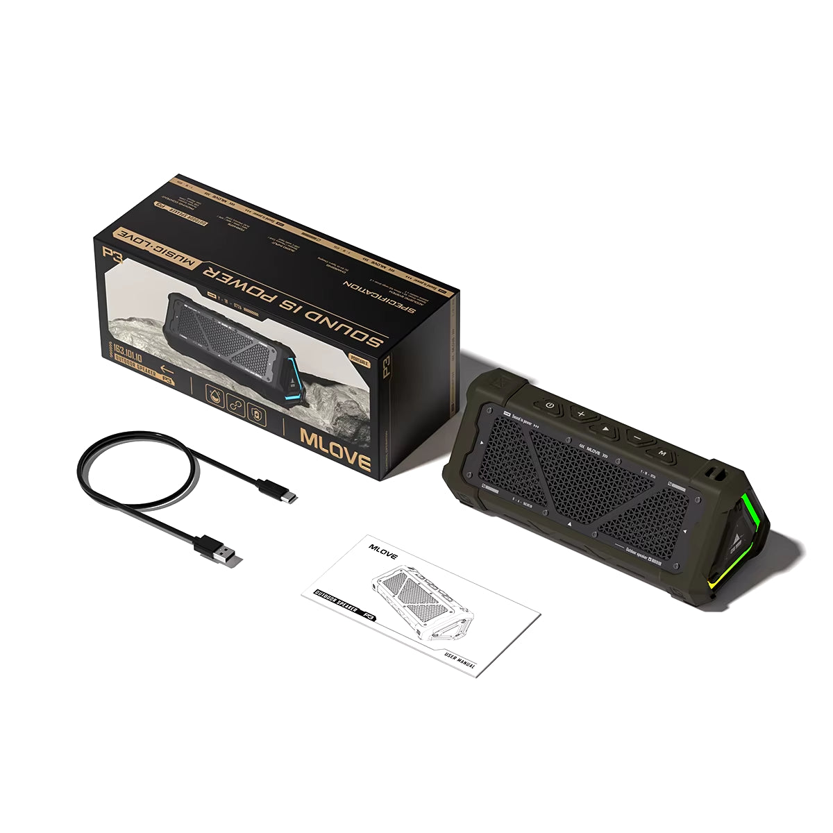 P3 Outdoor Bluetooth Speaker, 40W Output Power Bluetooth 5.3 Speaker ,Stereo Sound IPX7 Waterproof,Micro SD Card,Rgb Light