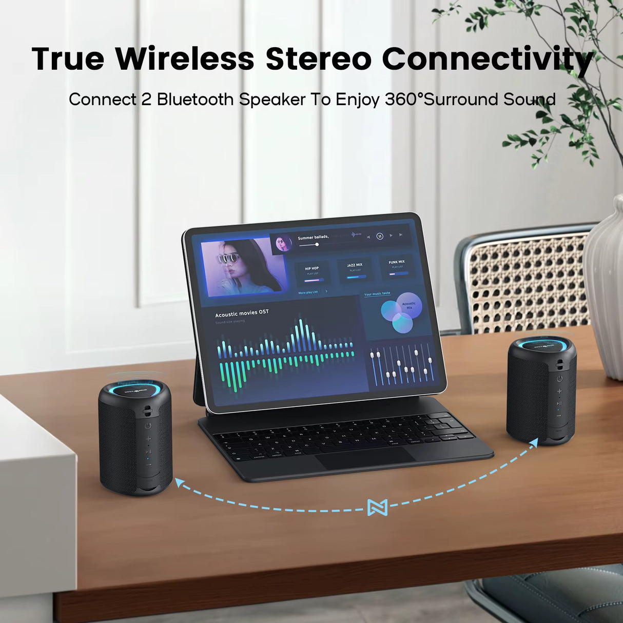 WISETIGER Mini Portable Outdoor Bluetooth Speaker Wireless Speaker BT5.3 TWS Connectivity Sound Box with LED Light