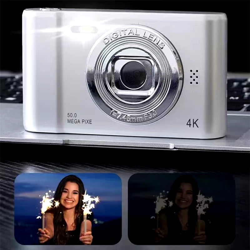 4K Digital Camera Travel Selfie Camara 50 Megapixels HD Zoom Photography 2.4Inch Screen Entry-Level Kids Campus Mini Retro Cam