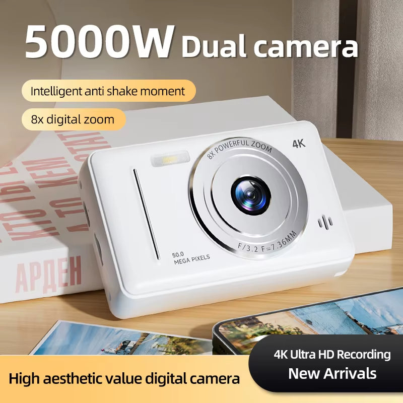 4K Digital Camera 5000W Pixel Retro CCD Portable Card Camera Entry-Level Camera Dual Camera Flash 50 Million Pixels Auto Focus