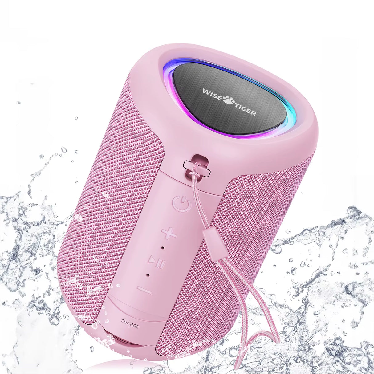 WISETIGER Mini Portable Outdoor Bluetooth Speaker Wireless Speaker BT5.3 TWS Connectivity Sound Box with LED Light