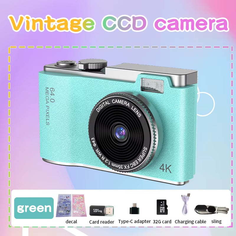Digital Camera 4K 64MP Photography Camera Video Camcorder Rechargeable Cameras 2.4 Inch Screen Camcorder for Kid Adult Beginners