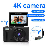 Compact Digital Photography Camera 4K 18X Digital Zoom Vintage Vlog Video Recorder Youtube 180° Flip Screen Selfile with Flash