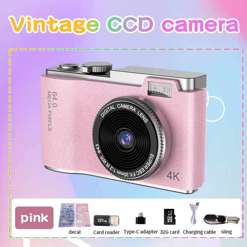 4K 64MP Digital Camera – Rechargeable, 2.4