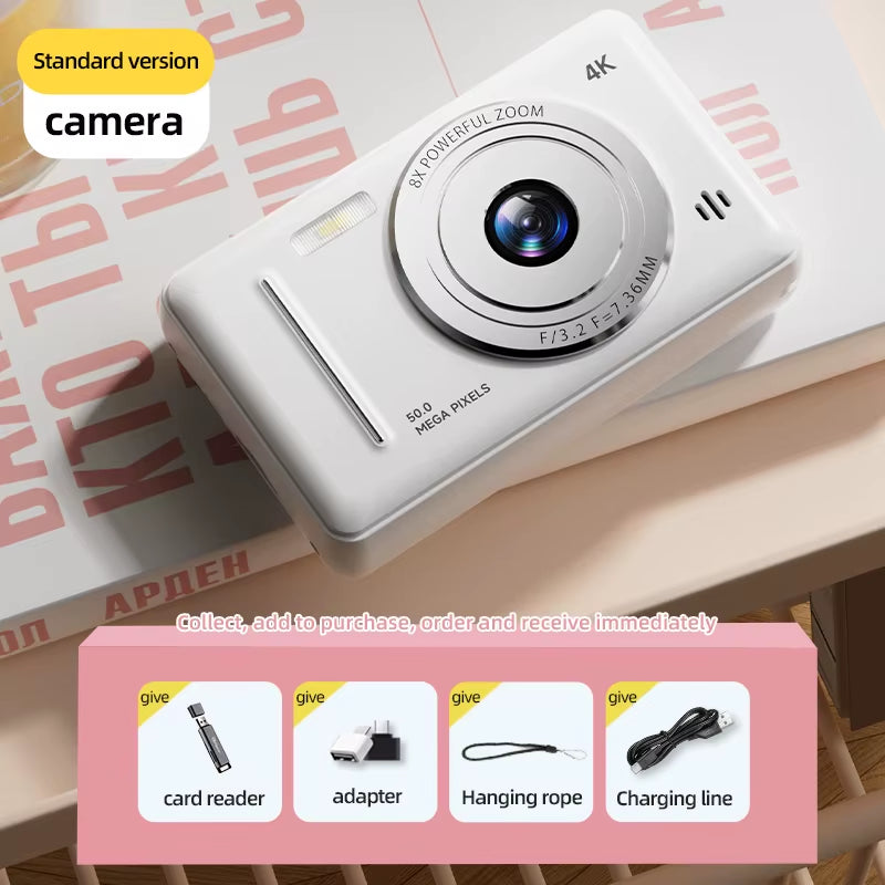 4K Digital Camera 5000W Pixel Retro CCD Portable Card Camera Entry-Level Camera Dual Camera Flash 50 Million Pixels Auto Focus